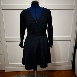 Club Monaco Black V-Neck Fit and Flare Dress